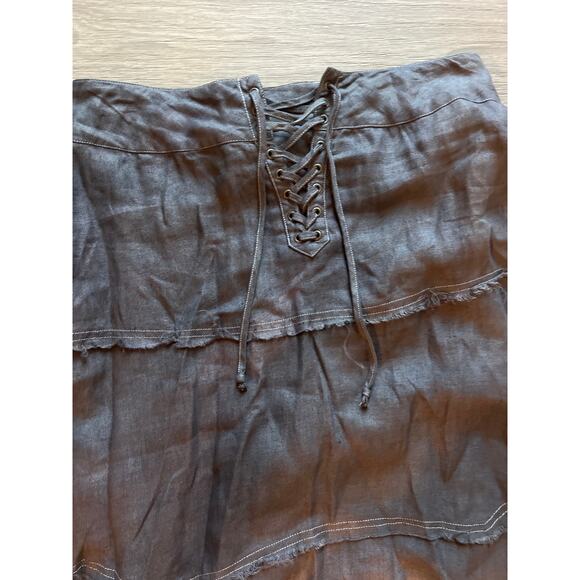 Cabi size small blue linen tiered maxi skirt - Picture 3 of 6